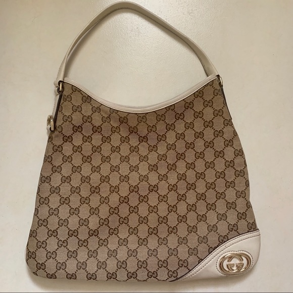 (Sold) Authentic Gucci canvas hobo Bag - Picture 3 of 12
